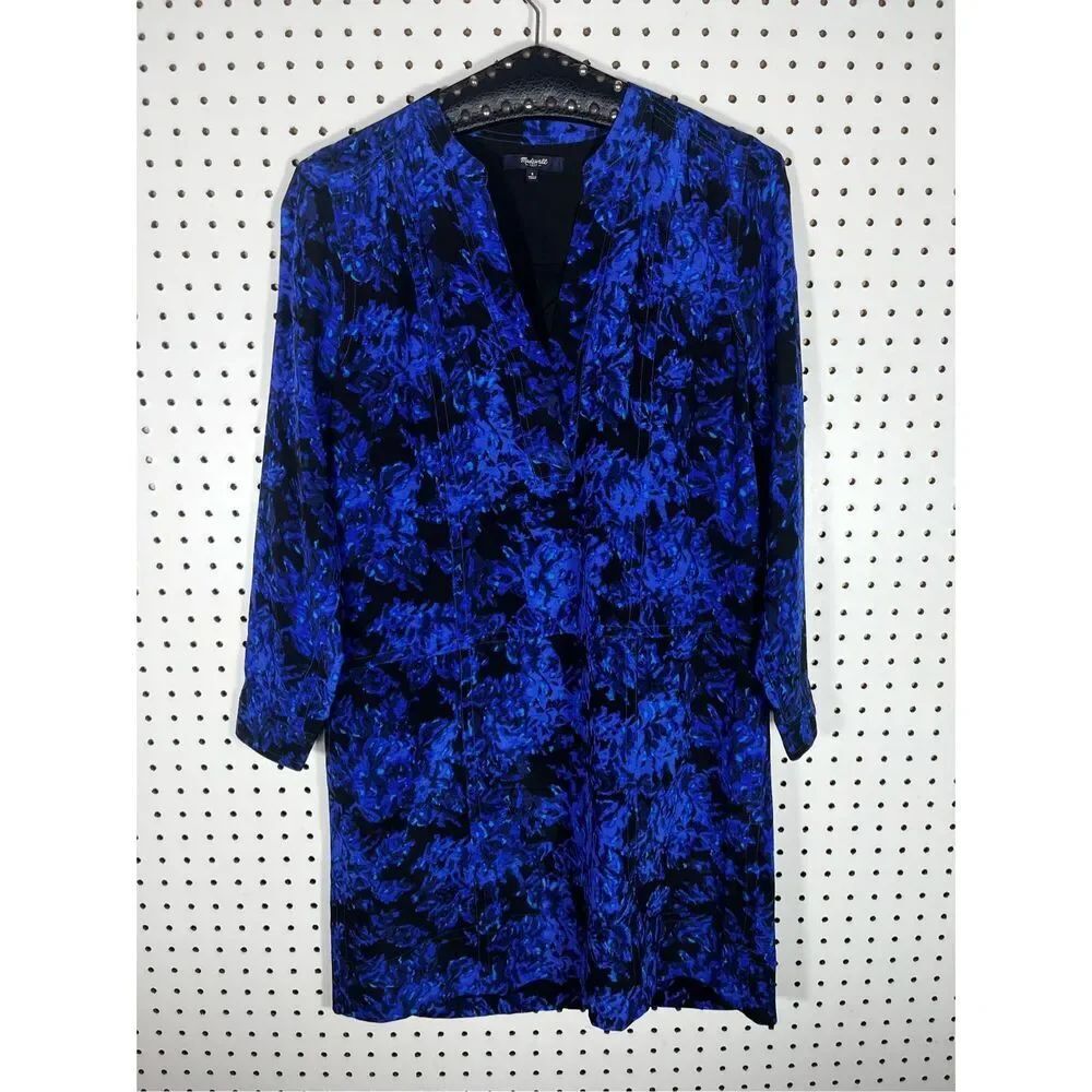 Madewell director floral silk shift dress size S